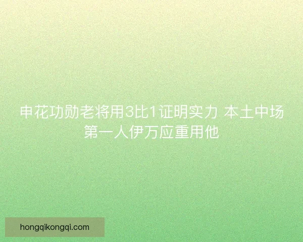 申花功勋老将用3比1证明实力 本土中场第一人伊万应重用他